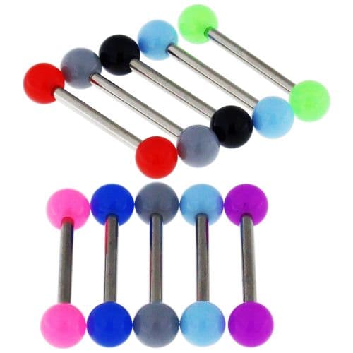 316L Surgical Steel Tongue Barbell Simple UV Balls (Pack of 10)