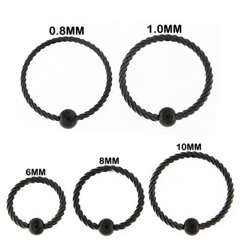 316L Surgical Steel Flexible Black PVD Twisted BCR Piercing