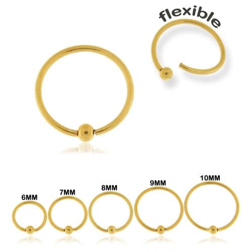 316L Surgical Steel With Gold PVD Flexible BCR Piercing