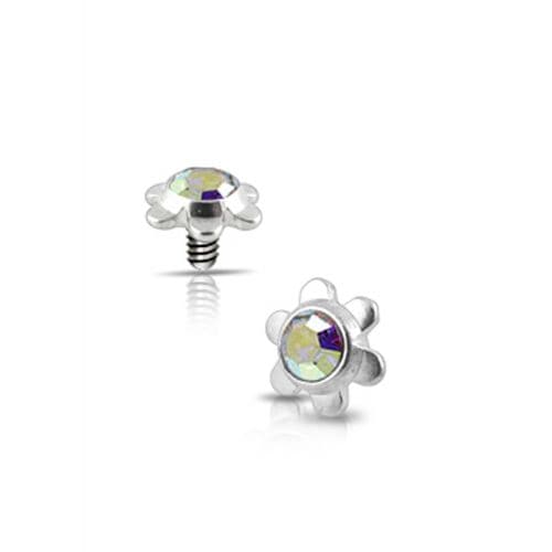 316L Surgical Steel Flower Jeweled Dermal Anchor Tops