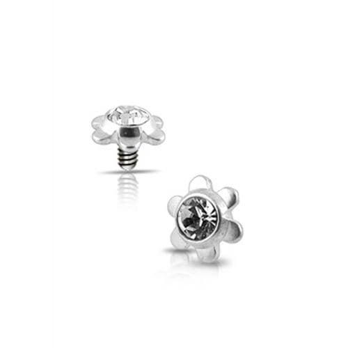 316L Surgical Steel Flower Jeweled Dermal Anchor Tops