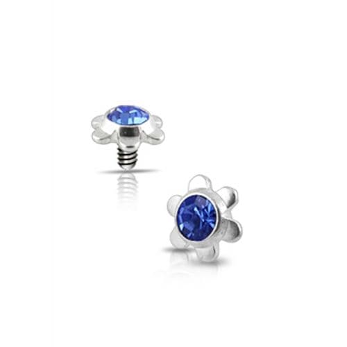 316L Surgical Steel Flower Jeweled Dermal Anchor Tops