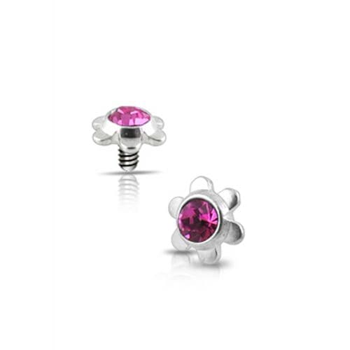316L Surgical Steel Flower Jeweled Dermal Anchor Tops