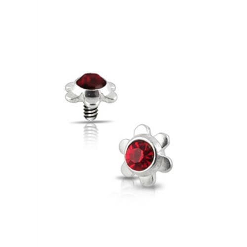 316L Surgical Steel Flower Jeweled Dermal Anchor Tops