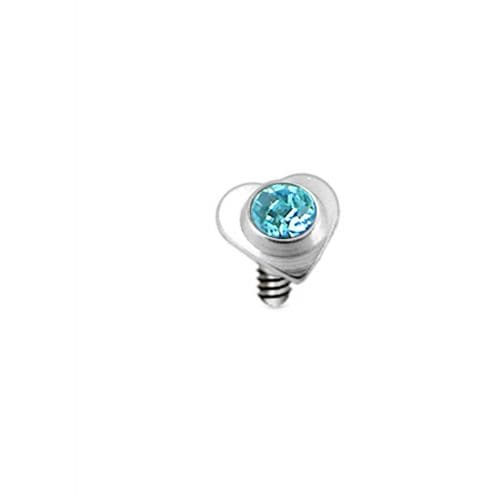 316L Surgical Steel Heart Jewelled Dermal Anchor Tops