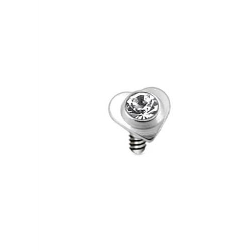 316L Surgical Steel Heart Jewelled Dermal Anchor Tops