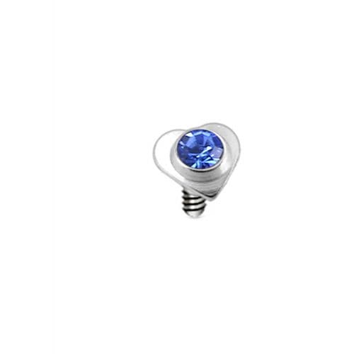 316L Surgical Steel Heart Jewelled Dermal Anchor Tops
