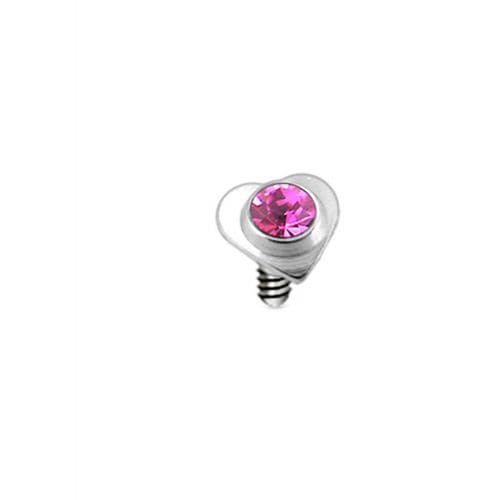 316L Surgical Steel Heart Jewelled Dermal Anchor Tops