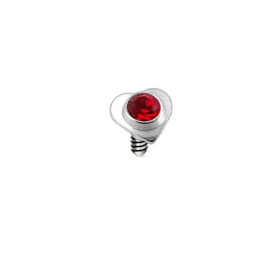 316L Surgical Steel Heart Jewelled Dermal Anchor Tops