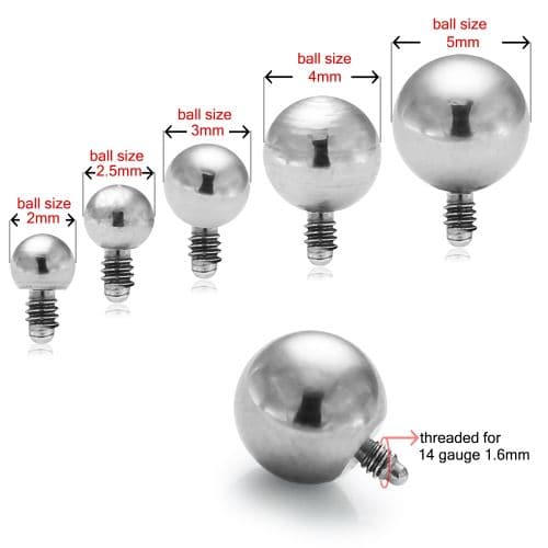 316L Surgical Steel Ball Dermal Anchor Tops