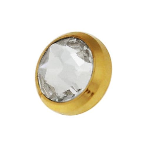 316L Surgical Steel Flat CZ Stone Gold Anodised Dermal Anchor Top
