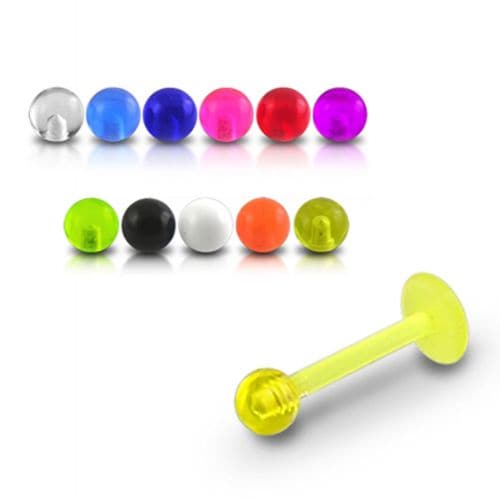 UV Yellow Labret with Basic UV Ball (Pack of 10)