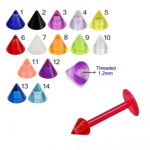 Red UV Labret with Transparent Colour UV Cone (Pack of 10)