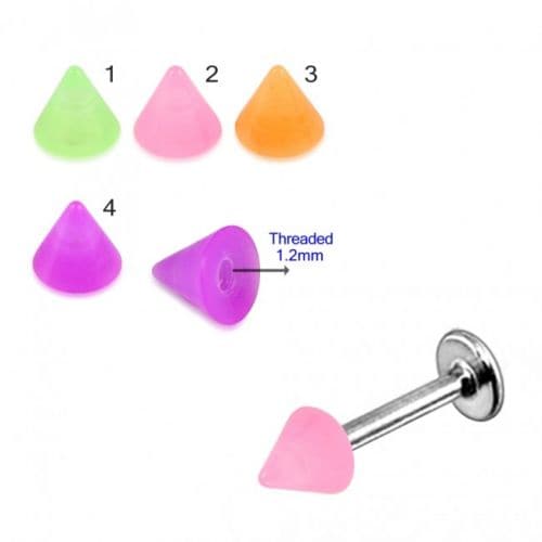 316L Surgical Steel Labret with Pastel Traditional UV Cone (Pack of 10)