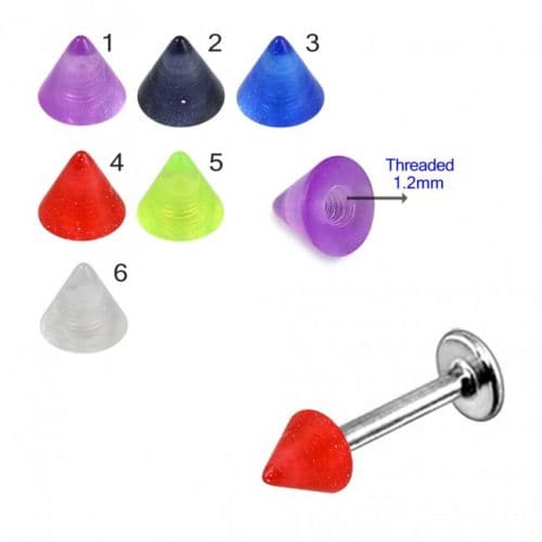 316L Surgical Steel Labret with Basic UV Cones (Pack of 10)