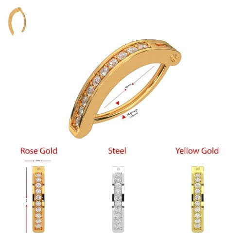 316L Surgical Steel Classic Jewelled Curved Clicker Belly Ring