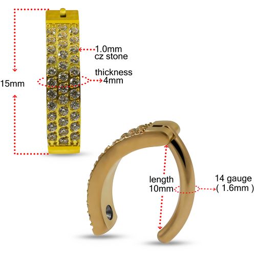 G23 Titanium CZ Jewelled Reverse Curved Clicker Ring