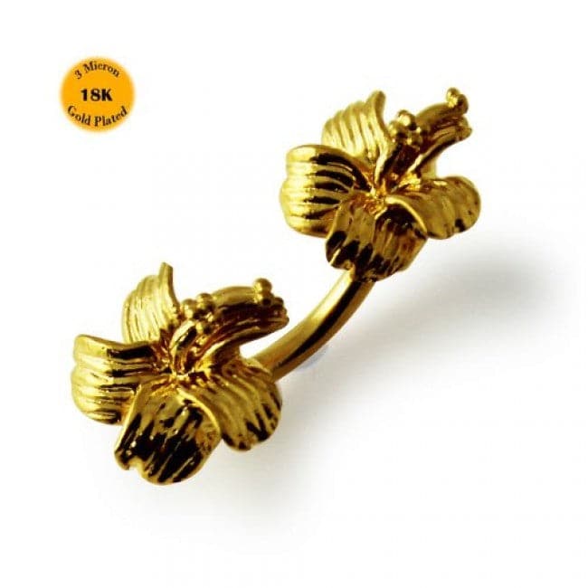 925 Sterling Silver Hibiscus Flower Pair Spinal Ring