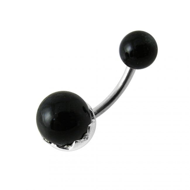 925 Sterling Silver Pearl Spinal Belly Button Ring