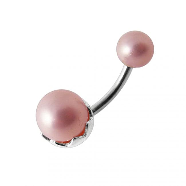 925 Sterling Silver Pearl Spinal Belly Button Ring