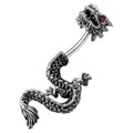925 Sterling Silver Red Eye Dragon Spinal Belly Ring