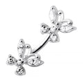 925 Sterling Silver Jewelled Butterflies Spinal Belly Ring