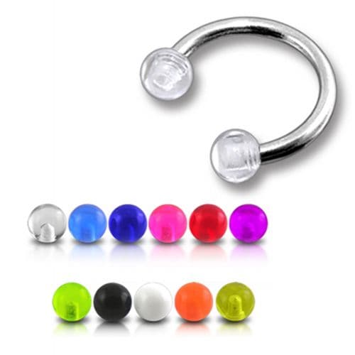 316L Surgical Steel Circular Barbell With Glossy UV Balls (Pack of 10)