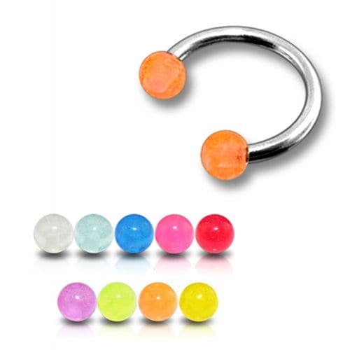 316L Surgical Steel Circular Barbell With Basic Colour UV Balls (Pack of 10)