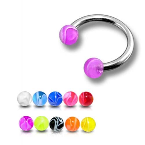 316L Surgical Steel Circular Barbell With Marble UV Balls (Pack of 10)