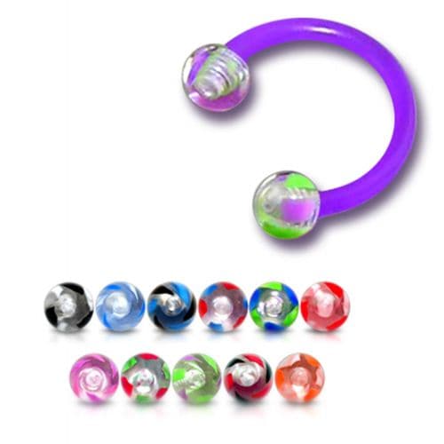 UV Circular Barbell With Marble UV Balls (Pack of 10)