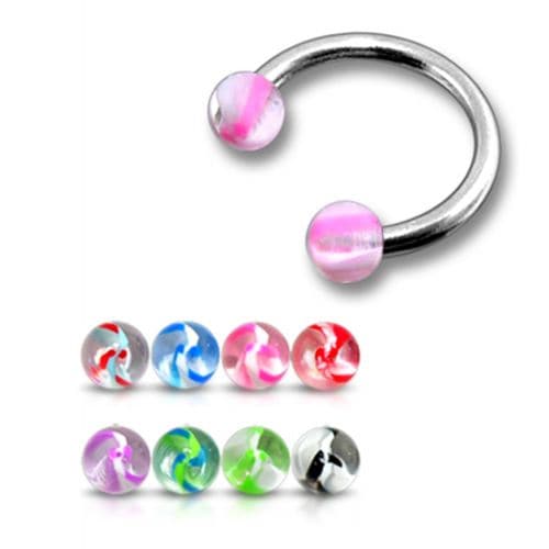 316L Surgical Steel Circular Barbells with Mixed UV Balls Body Jewelry (Pack of 10)