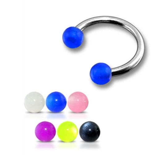 316L Surgical Steel Circular Barbell With Glossy Colour UV Balls (Pack of 10)
