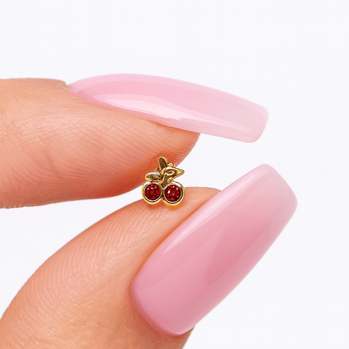 14K Gold Jewelled Cherry Nose Bone