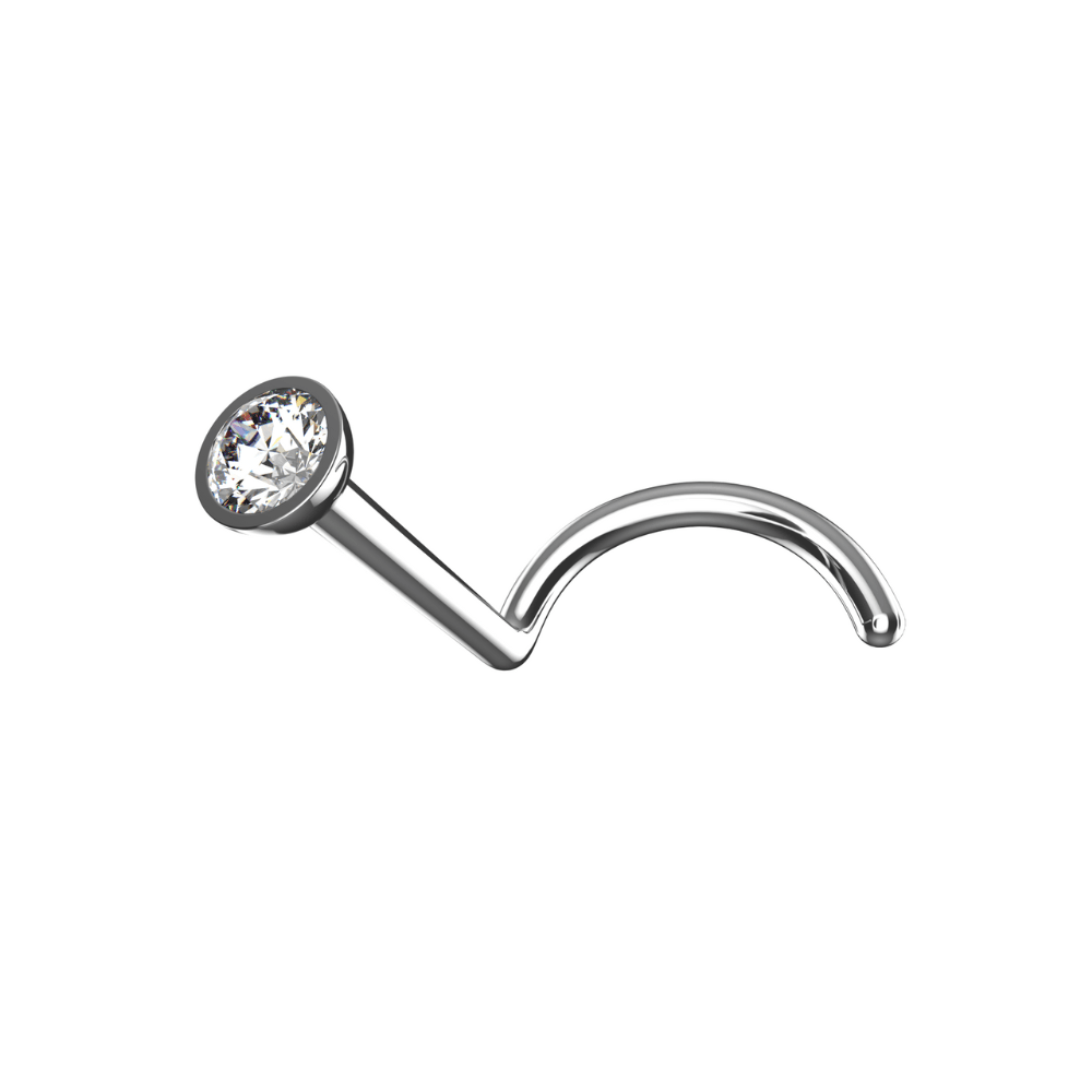 EO Gas Sterilised 316L Surgical Steel CZ Jewelled Nose Screw
