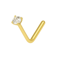 9K Gold Diamond Studded L Bend Nose Stud
