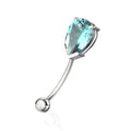 925 Sterling Silver Pear Shaped Jewelled Curved Barbell Eyebrow | Rook | Bridge Ring