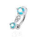 925 Sterling Silver Round CZ Jewelled Dangling Curved Barbell Eyebrow | Rook | Bridge Ring