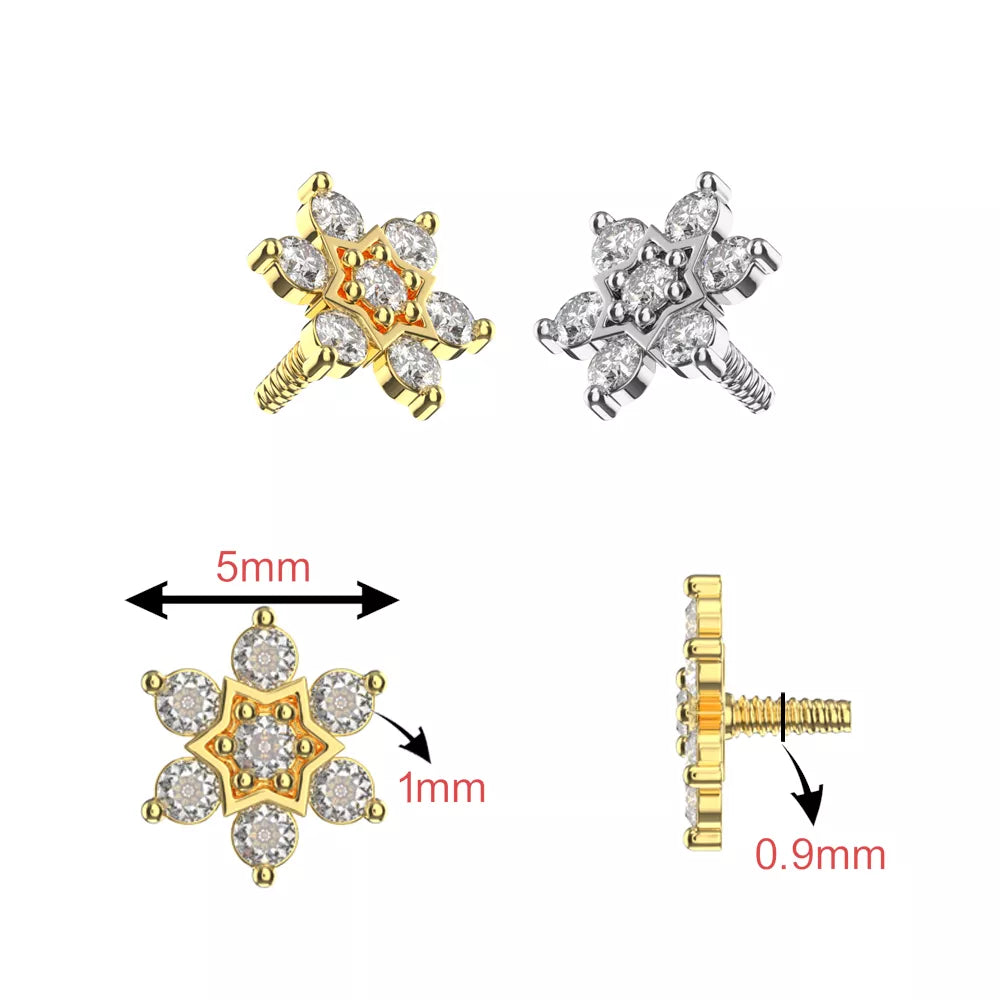 316L Surgical Steel Star Cluster CZ Internally Threaded Accessory Top
