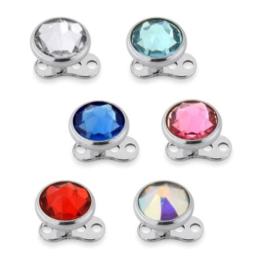 G23 Titanium Rhinestone Jewelled Dermal Anchor