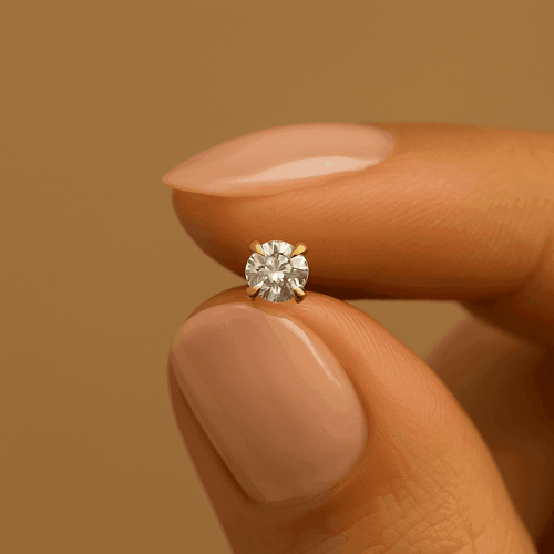 14K Gold Claw Set Round Lab Grown Diamond Nose Screw Stud