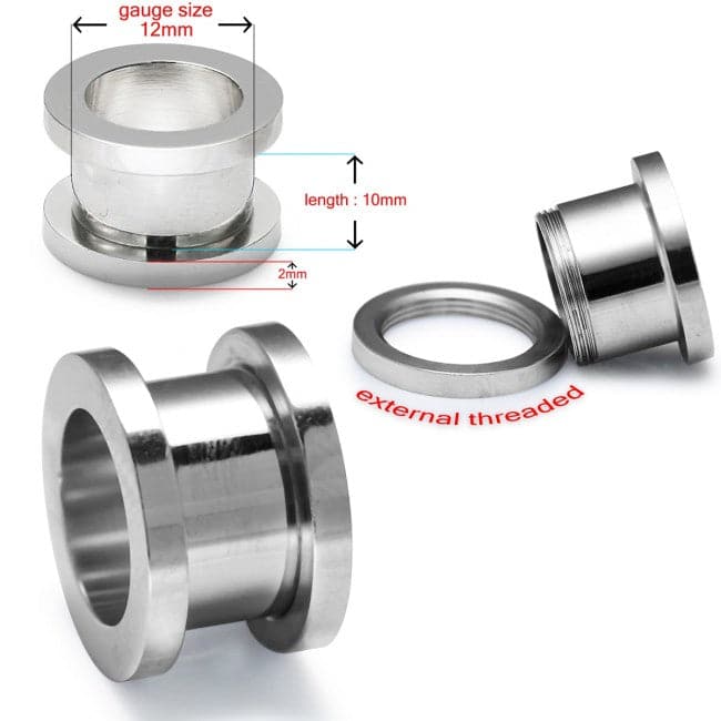 316L Surgical Steel Basic External Threaded Tunnel