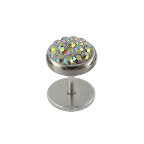 316L Surgical Steel Multi Crystal Jewelled Fake Ear Plug