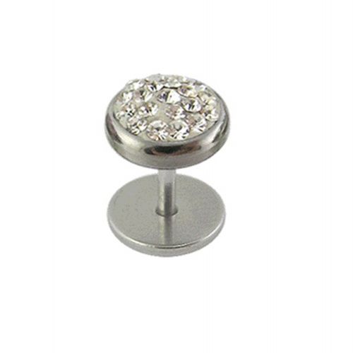 316L Surgical Steel Multi Crystal Jewelled Fake Ear Plug
