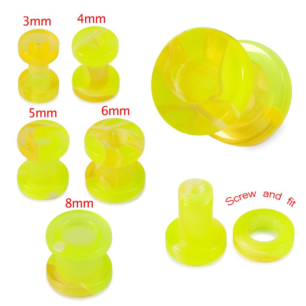 UV Yellow External Screw Fit Flesh Tunnel