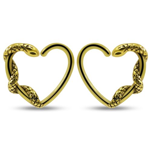 316L Surgical Steel Jewelled Swirling Snake on Heart Closure Ring