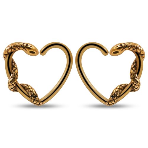 316L Surgical Steel Jewelled Swirling Snake on Heart Closure Ring