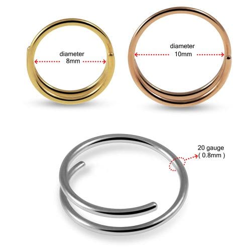 316L Surgical Steel Double Hoop Seamless Continuous Nose Ring