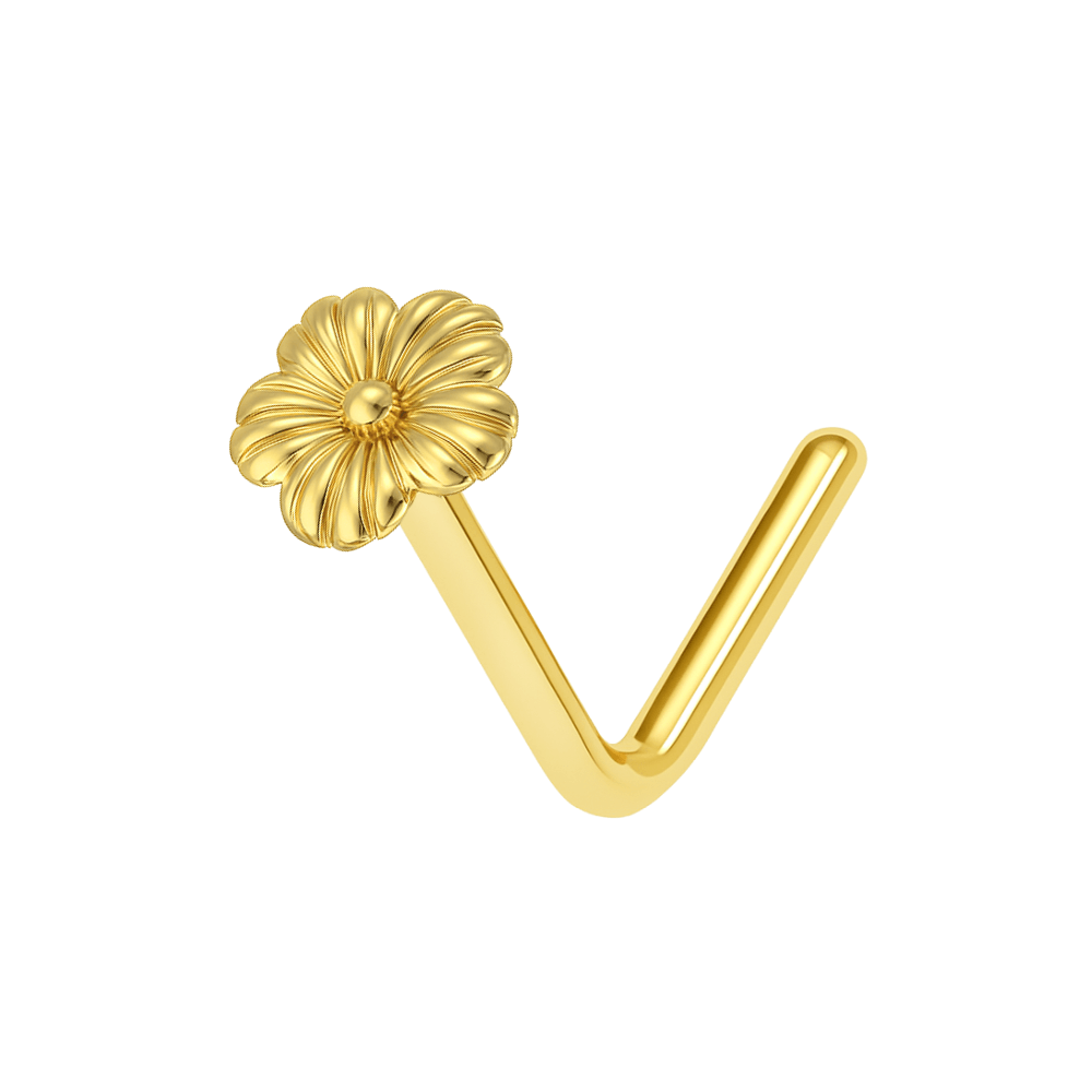 9K Gold | 14K Gold Flower L-Shape Nose Stud