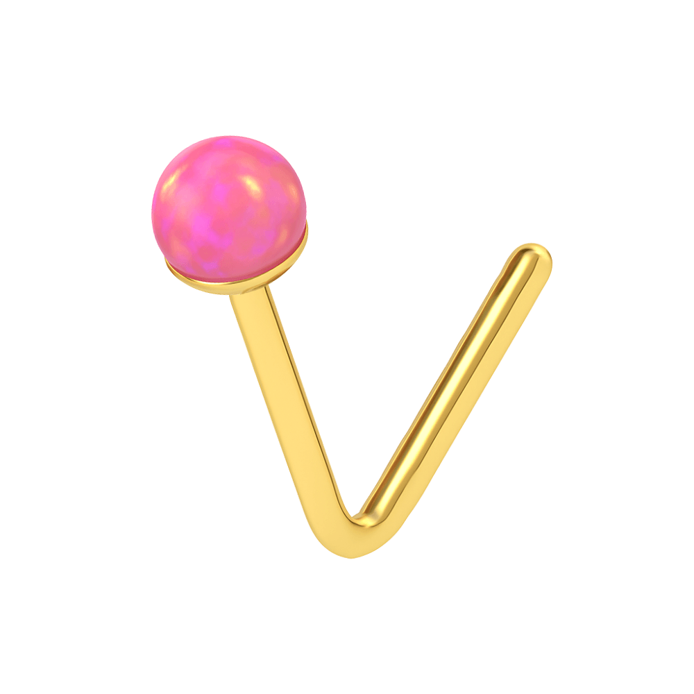 9K Gold L-Bend Opal Nose Stud