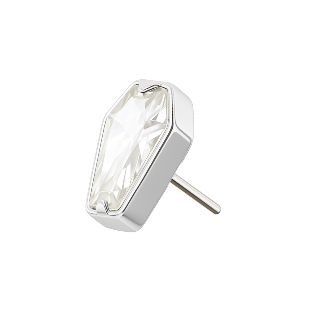 G23 Titanium CZ Jewelled Coffin Threadless Top